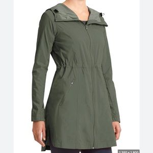 Athleta Overcloud Green Hooded Rain Jacket